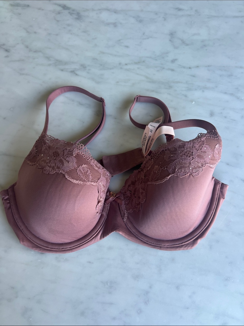 Victoria's Secret Demi Dusty Rose Lace-Trim Underwire Bra